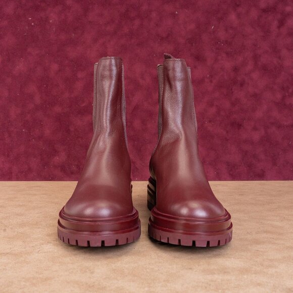 Gianvito Rossi Women Chester Burgundy Leather Chelsea Boots size 6US 36EU - Picture 3 of 10